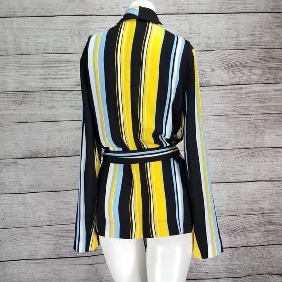 NEW Halogen S Lucinda Tie Waist Lightweight Jacket Multicolored Stripes - Picture 7 of 11